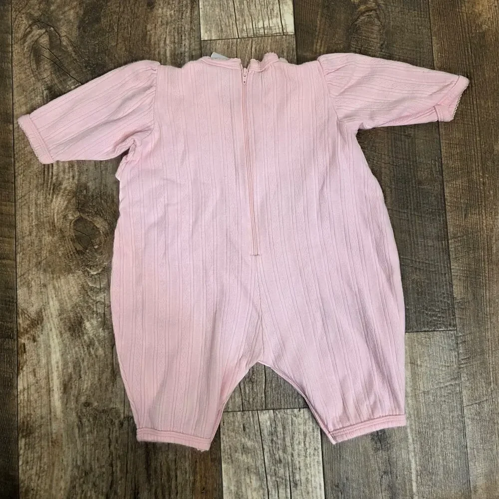 Vintage Romper Pink Teddy Bear One Piece Size 6
